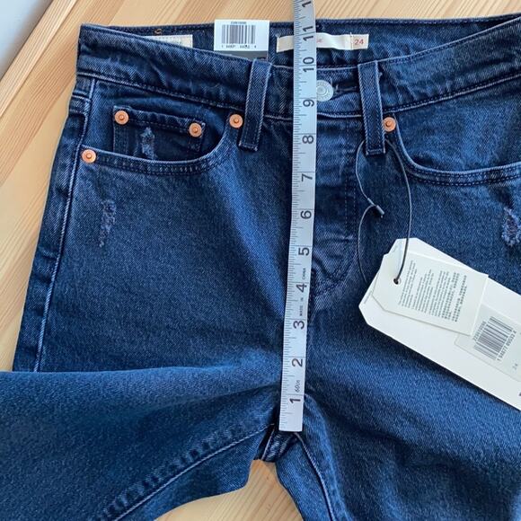Levi’s Wedgie Fit Ankle Jean Button Fly Dark Blue 24 - Picture 15 of 16